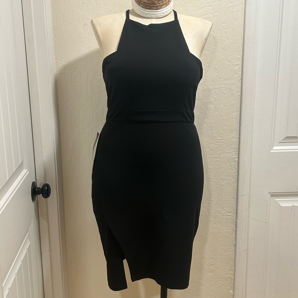 bebe Black One-Shoulder Bodycon Dress